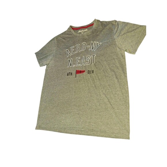 Aeropostale Mens Large Gray AERO Stitchwork Logo Short Sleeve T-Shirt - Picture 2 of 5